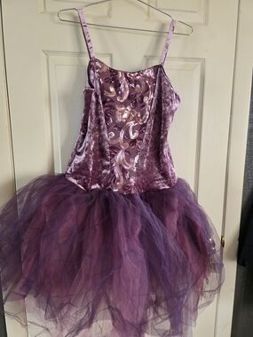 Adult Velvet & Tulle Dance Dress in Lilac